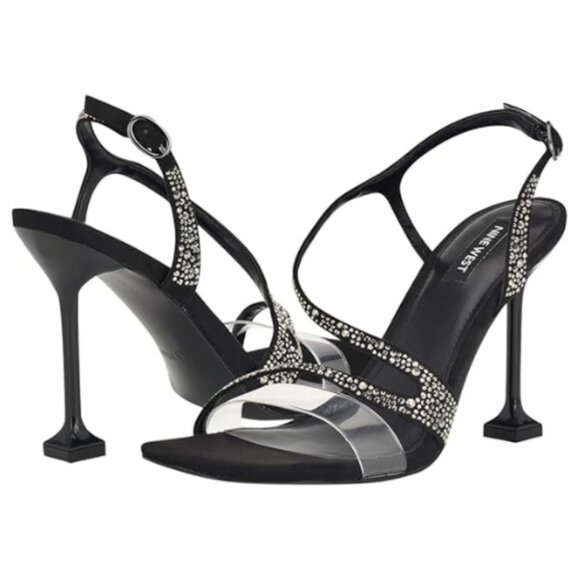 Nine West Women's Nines Heeled Sandal Black/Clear - Picture 6 of 6